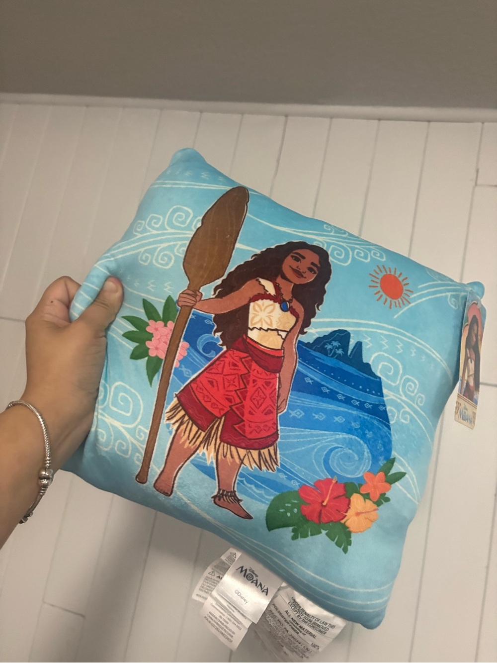 Disney Moana Light Blue and Red Decorative Pillow